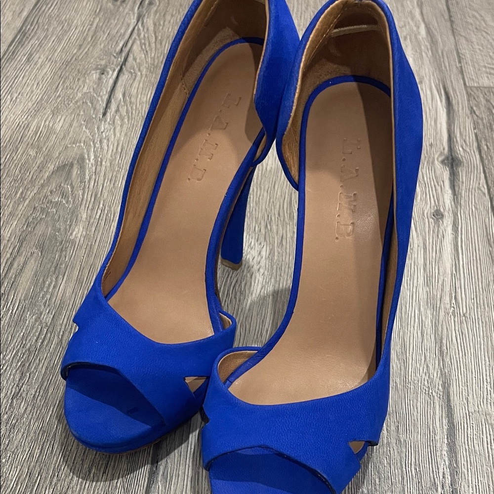 L.A.M.B. Vibrant Blue Peep-Toe Heels